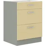 Spodní skříňka 60 D 3S BB - Premium Box Barva korpusu: Šedá, Barva dvířek: Krémový lesk (Karmen)