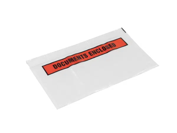1000 ks - Obálka adresná na doklady samolepiaca priehľadná C6 L, na formát DL, tlač DOCUMENTS ENCLOSED