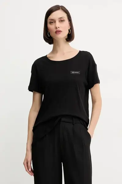 Bavlněné tričko Armani Exchange dámské, černá barva, XW001363 AF16296