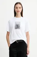 Bavlněné tričko Calvin Klein Jeans dámské, bílá barva, LV047D880G