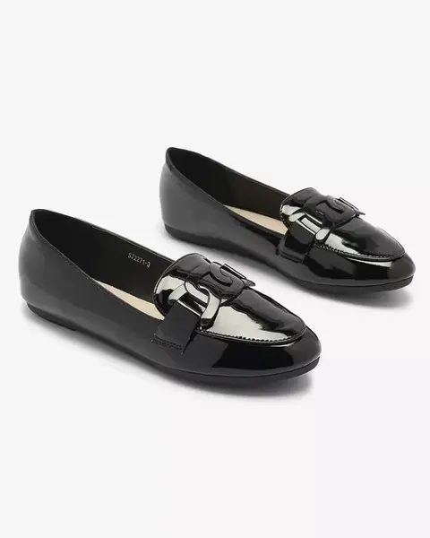 Resti Women's lacquered moccasins with ornament in black- Footwear