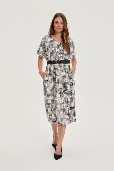 Marisse Viscose And Linen White Dress