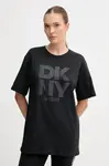 Bavlněné tričko Dkny dámské, černá barva, DP5T1470