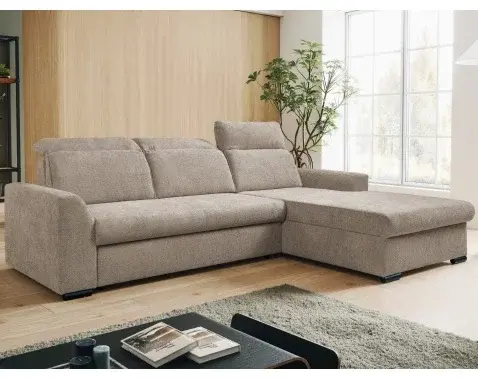 Rohová sedačka Arya, béžová cappuccino strukturovaná tkanina, pravý roh