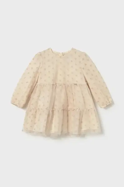 Kojenecké šaty Mayoral béžová barva, midi, áčková, 2907