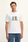 Bavlněné tričko PS Paul Smith pánské, bílá barva, s potiskem, M2R-220X-TP5408