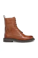 Kožené kotníkové boty Geox D SERILDA dámské, hnědá barva, na plochém podpatku, D46WYG 00043 C6002