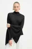 Halenka s hedvábím Pinko dámská, černá barva, hladká, 105625 A2S9