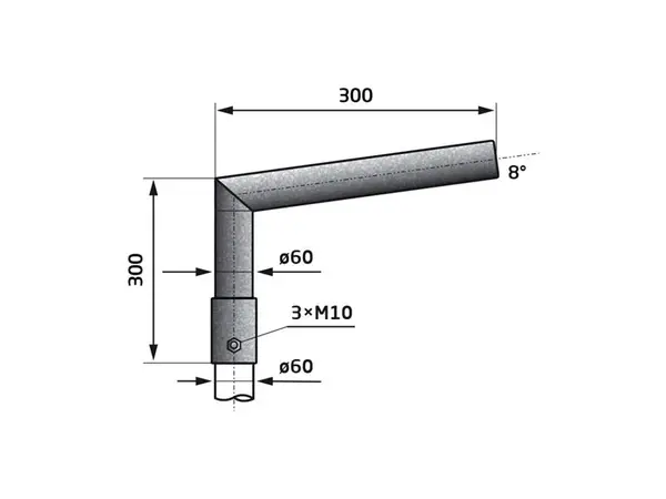 Výložník veřejného osvětlení - sadový lomený 300
