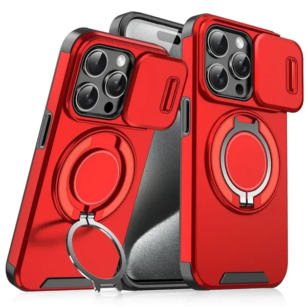 Camslide Stand obal, iPhone 15, červený