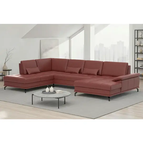 Sit & More SEDACÍ SOUPRAVA, textil, kůže, červenohnědá