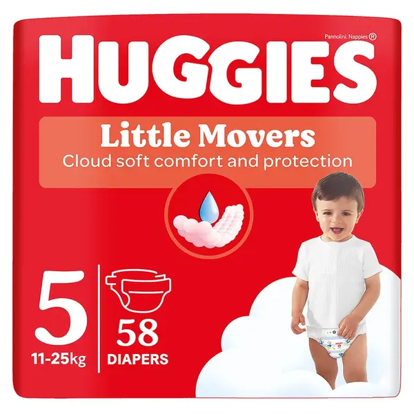 HUGGIES Dětské plenky Little Movers 5 velikost 11-25 kg 58 kusů