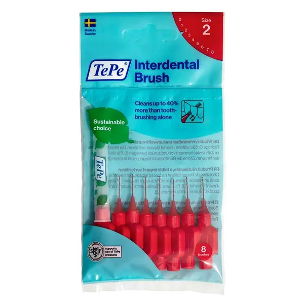 TEPE Mezizubní kartáčky červené 0,5 mm v sáčku 8 ks