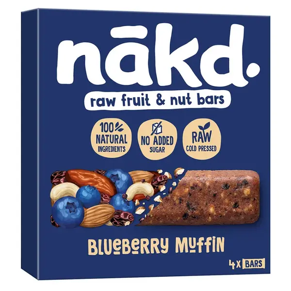 NAKD Blueberry muffin raw ovocno oříškové tyčinky s borůvkami 4 x 35 g