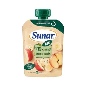 SUNAR Ovocná kapsička jablko, banán 4m+ BIO 100 g