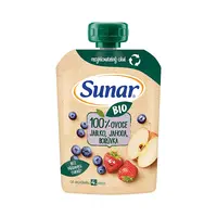SUNAR Ovocná kapsička jablko, jahoda, borůvka 4m+ BIO 100 g