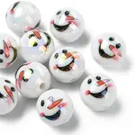 10Pcs Christmas Theme UV Plating Acrylic Round Beads