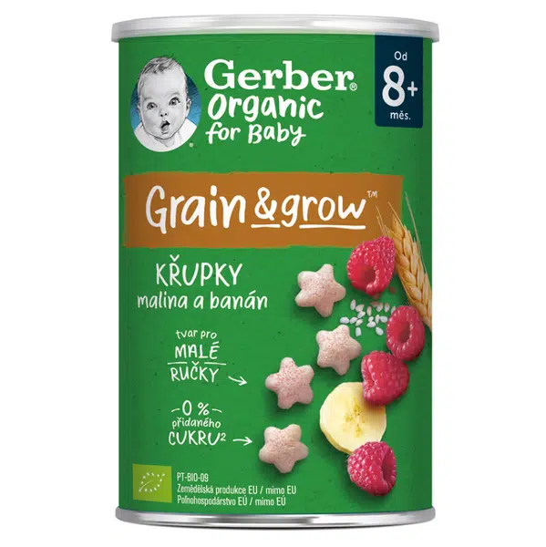GERBER Křupky s malinou a banánem BIO 35 g 6m+