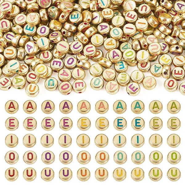 500Pcs 5 Styles Plating Opaque Acrylic Beads