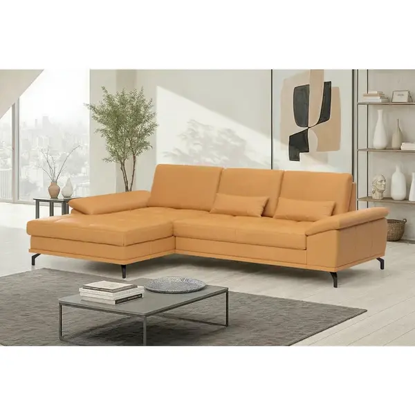 Sit & More ROHOVÁ SEDAČKA, textil, kůže, curry žlutá