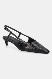Tommy Hilfiger Kožené lodičky Tommy Hilfiger CROC SLINGBACK SLANTED HEEL