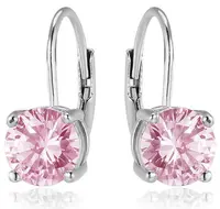 Beneto Stříbrné náušnice s růžovými zirkony AGUC2233
