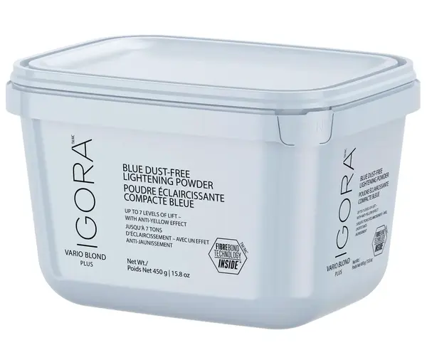 Zesvětlující bezprašný modrý pudr Schwarzkopf Professional Igora Vario Blond Plus 7 - 450 g + dárek zdarma