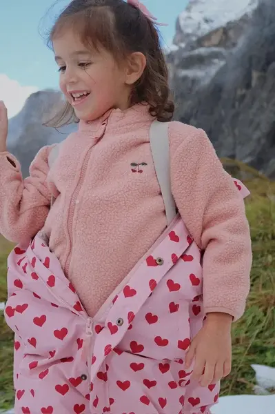 Dětská mikina Konges Sløjd THERMY FLEECE JACKET GRS růžová barva, KS103548