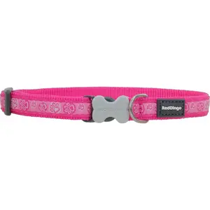 Nylonový obojok Red dingo s labkami ružový, Veľkosť: XS