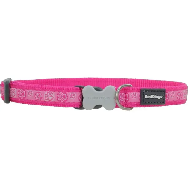 Nylonový obojok Red dingo s labkami ružový, Veľkosť: XS