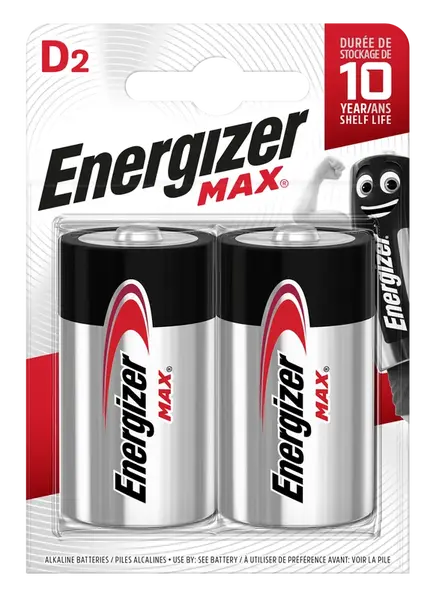 Energizer MAX veľký monočlánok D/E95 alkalické batérie 2ks E301533400