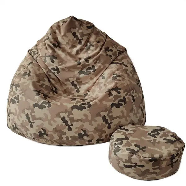 Sedací vak vrece 100x75 s podnožníkom vojenská béžová