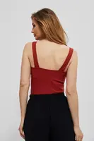 Žebrovaný top se širokými ramínky - červený