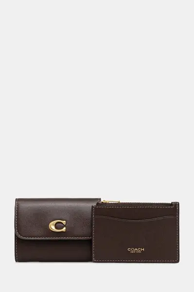 Kožená peněženka Coach dámská, černá barva, CZ111