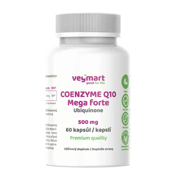 Vegmart Koenzým Q10 MEGA Forte (ubiquinón) 500 mg, 60 kapsúl