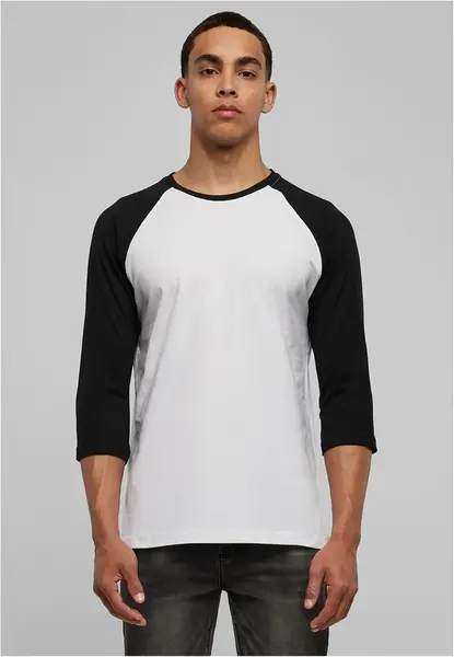 Contrasting raglan T-shirt with 3/4 sleeves wht/bl