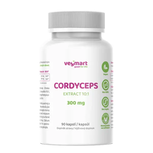 Vegmart Cordyceps 300 mg, 90 kapsúl