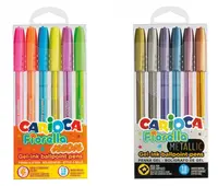 Farebné guľôčkové pero metalické Carioca FIORELLA 6ks-CARIOCA + Farebné guľôčkové pero neónové Carioca FIORELLA 6ks-CARIOCA