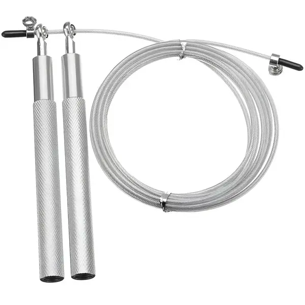 Profesionálne rýchlostné švihadlo s oceľovým lankom - Strieborná