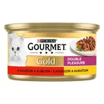Gourmet Gold konzerva pre mačky hovädzie, kura 85 g