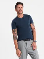 Ombre Classic BASIC men's cotton T-shirt - navy blue