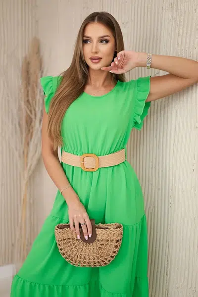 Dress with ruffles light green