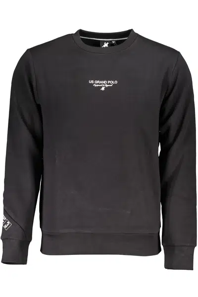 US GRAND POLO MEN'S BLACK ZIP-OUT SWEATSHIRT
