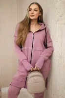 Insulated set with a long sweatshirt in dark pink color