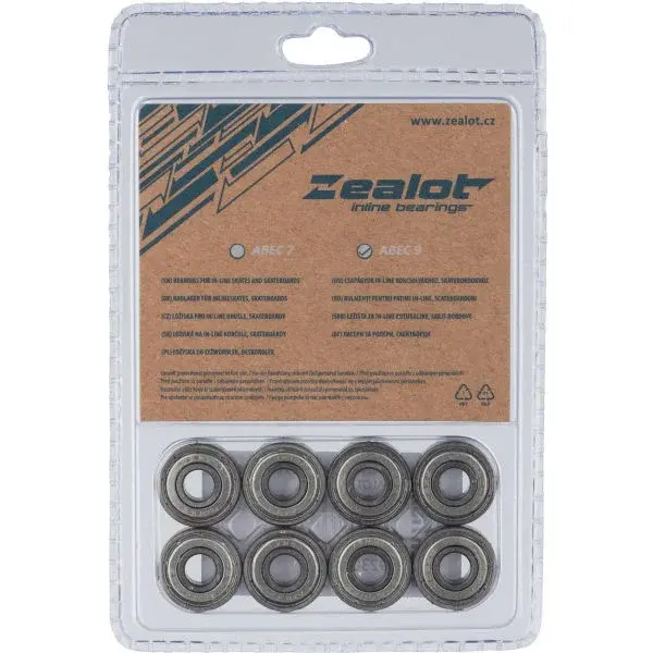 Zealot ABEC 9 CHROM SET Inline ložiska, stříbrná, velikost