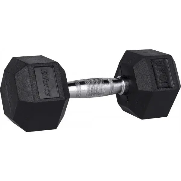 Fitforce FDBB 10KG Jednoručná šesťhranná činka, strieborná, veľkosť