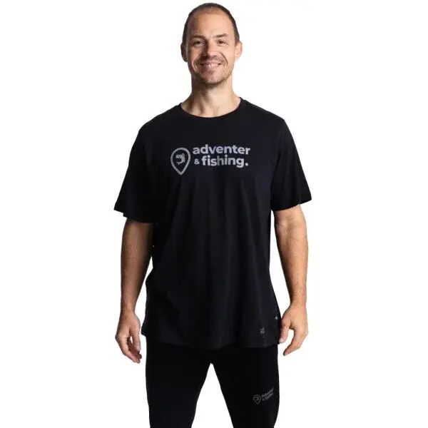 ADVENTER & FISHING PIKE Pánske bavlnené tričko, čierna, veľkosť