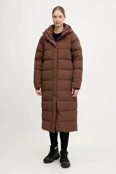 Péřová bunda Columbia Amaze Puff hnědá barva, zimní, 2134894
