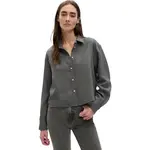 GAP LS CROPPED Dámska košeľa, tmavo sivá, veľkosť