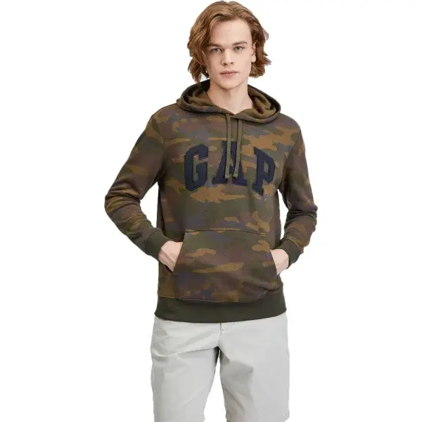 GAP V-PRINTED HERITAGE LOGO PO Pánska mikina, khaki, veľkosť